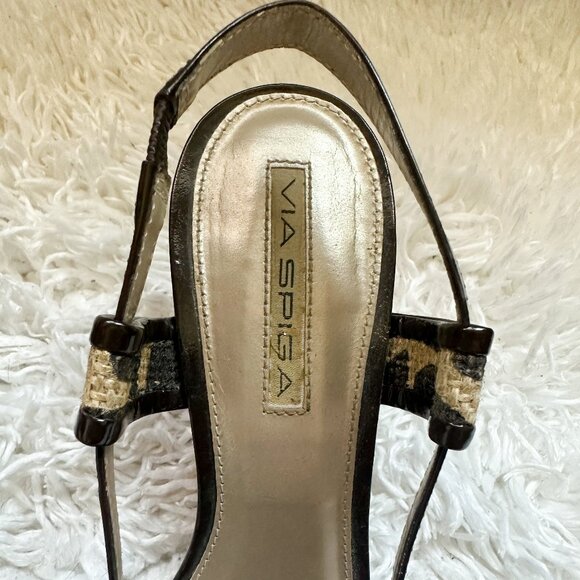 VIA SPIGA Animal Print Slingback Heels | Brown | Size 8 - Picture 6 of 6